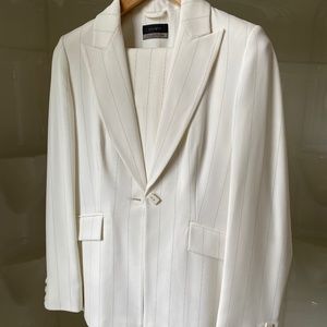 Planet / Principles Trouser Suit Cream with Grey Pinstripe